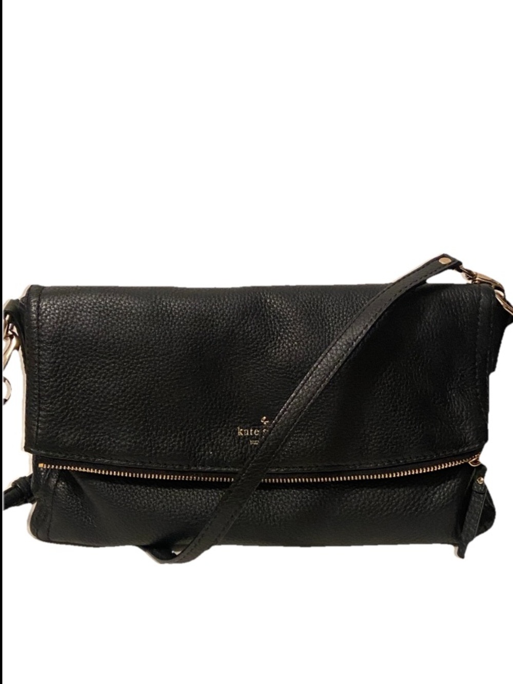 Kate Spade NY Cobble Hill Marsala Leather Crossbody Foldover Bag in Black
